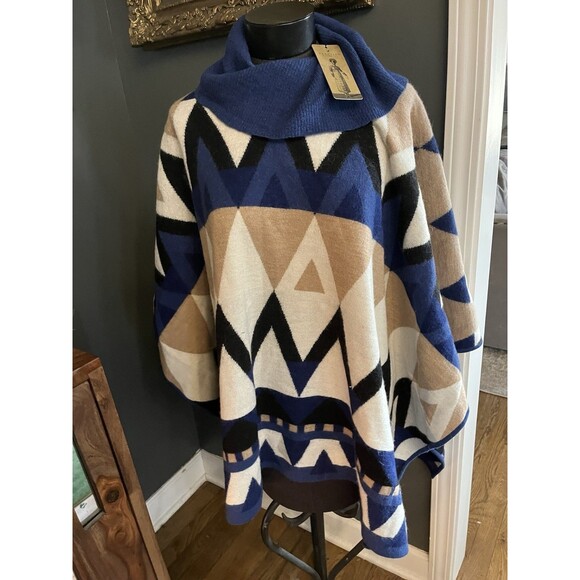 Peruvian Connection Baby Alpaca Wool Roll Neck Baluran Poncho Cape Shawl $369 - Picture 2 of 9